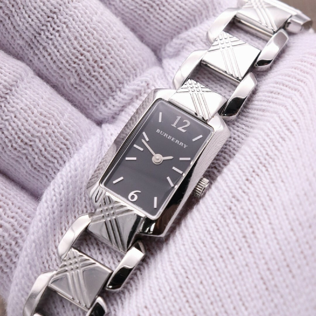 Burberry Signature Quartz Black Dial Silver Steel Strap Watch for Women - BU4210