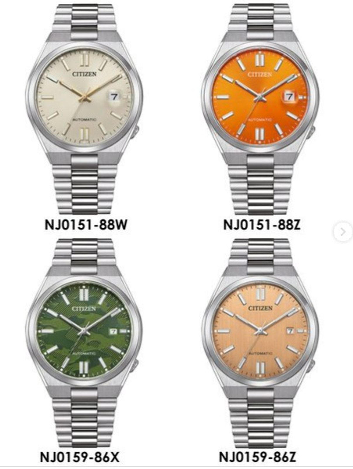 Citizen Tsuyosa Automatic Camouflage Green Dial Silver Steel Strap Watch For Men - NJ0159-86X
