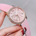 Guess Solar Rose Gold Dial Pink Rubber Strap Watch For Women - W1135L2