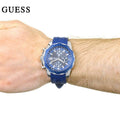 Guess Octane Chronograph Black Dial Blue Rubber Strap Watch For Men - W1047G2