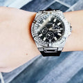 Guess Baguette Crystals Black Dial Black Silicone Strap Watch For Men - GW0208G1