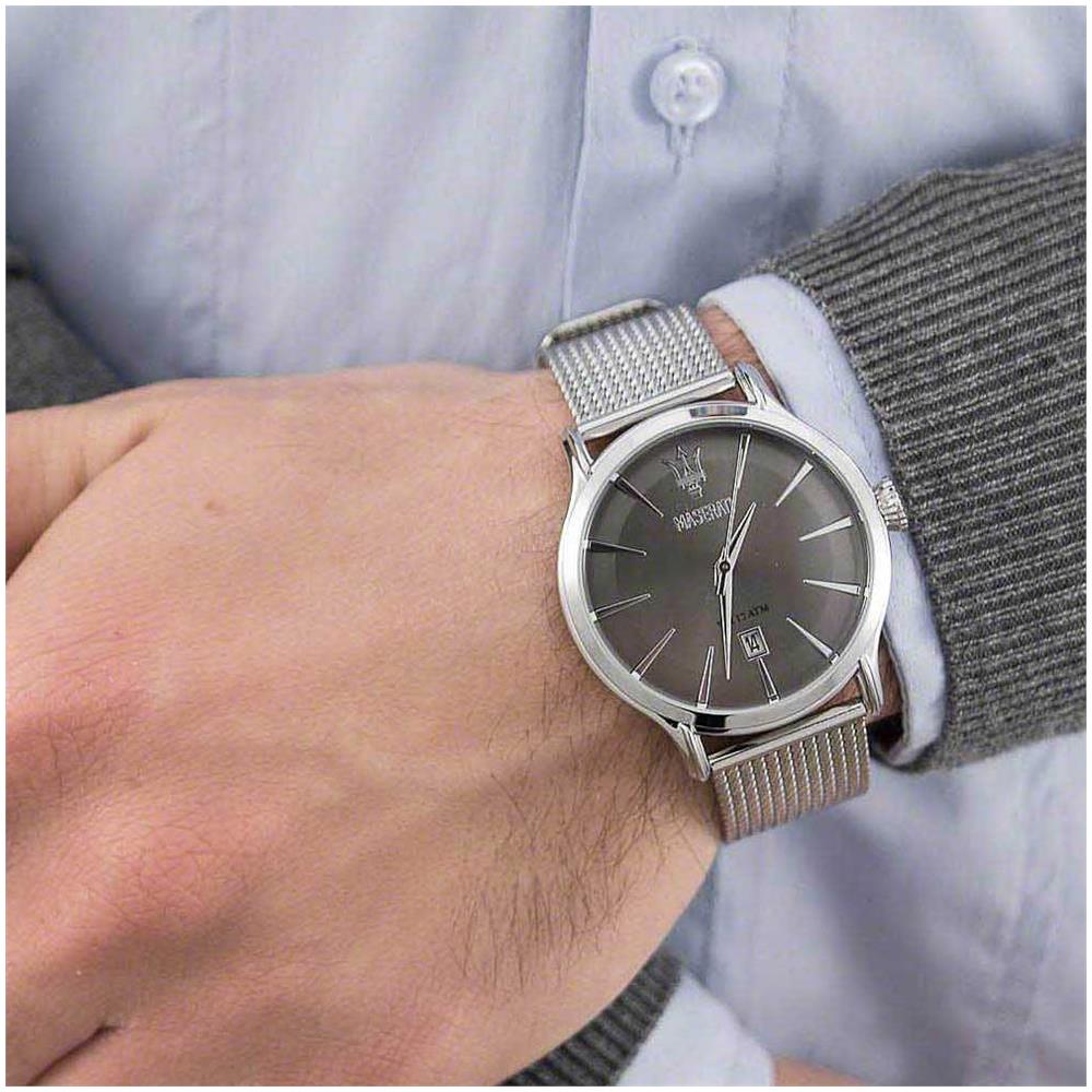Maserati Epoca Grey Dial Grey Mesh Bracelet Watch For Men - R8853118002