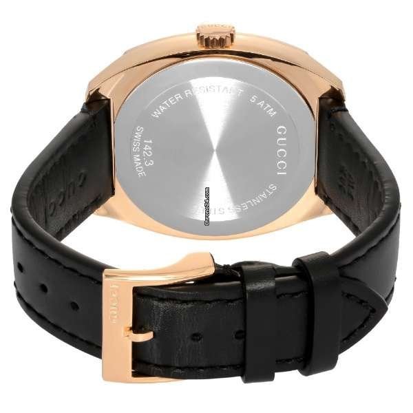 Gucci GG2570 Quartz Black Dial Black Leather Strap Watch For Men - YA142309