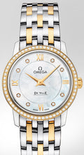 Omega De Ville Prestige Quartz Diamonds Mother of Pearl Dial Two Tone Steel Strap Watch for Women - 424.25.27.60.55.001