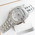 Bulova Phantom Swarovski Crystal Pave Silver Dial Silver Steel Strap Watch for Men - 98B296