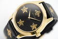 Gucci G Timeless Bee Motif Black Dial Black Leather Strap Watch For Women - YA1264055