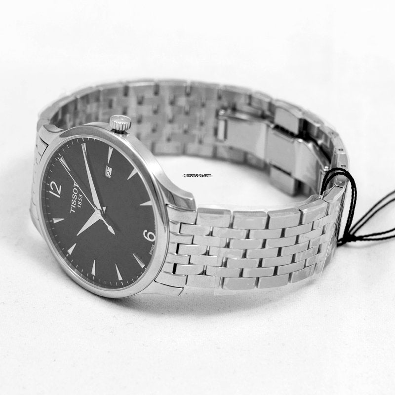 Tissot T Classic Tradition Black Dial Silver Steel Strap Watch For Men - T063.610.11.057.00
