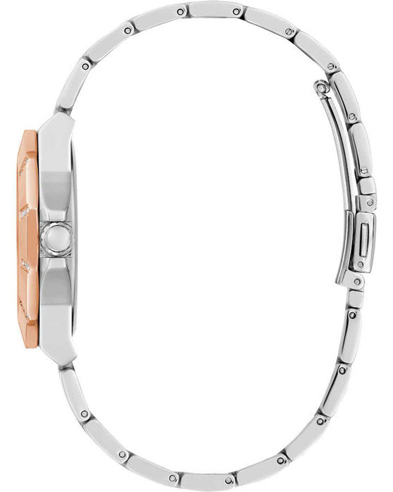 Guess Sunray Multifunction Crystals Silver Dial Two Tone Steel Strap Watch For Women - GW0616L3