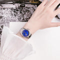 Bulova Crystal Collection Blue Mother of Pearl Dial Silver Steel Strap Watch for Women - 96L238