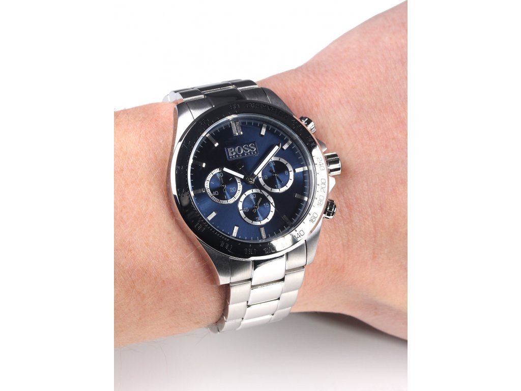 Hugo Boss Ikon Blue Dial Silver Steel Strap Watch for Men - 1512963