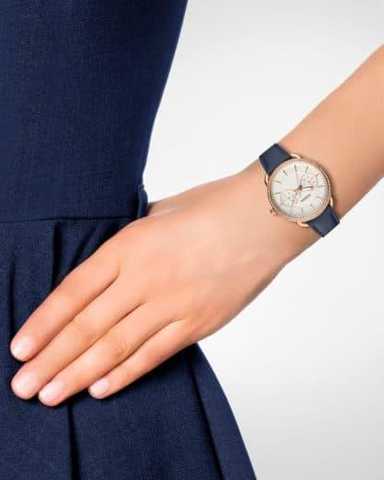 Fossil Tailor White Dial Blue Leather Strap Watch for Women - ES4394