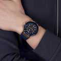 Guess Rigor Blue Dial Blue Silicone Strap Watch For Men - W0247G3