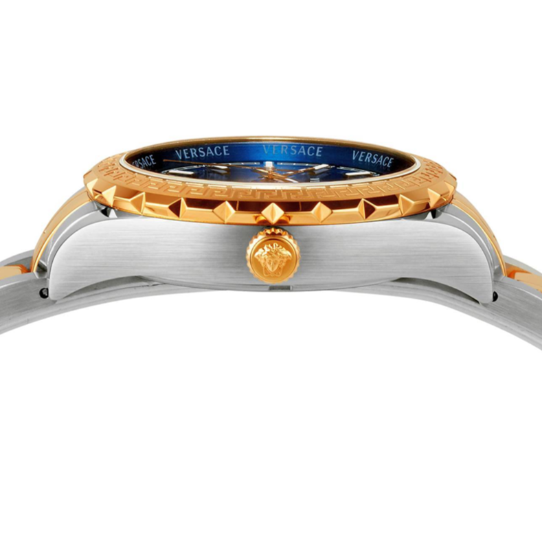 Versace Hellenyium Blue Dial Two Tone Steel Strap Watch for Women - V12060017