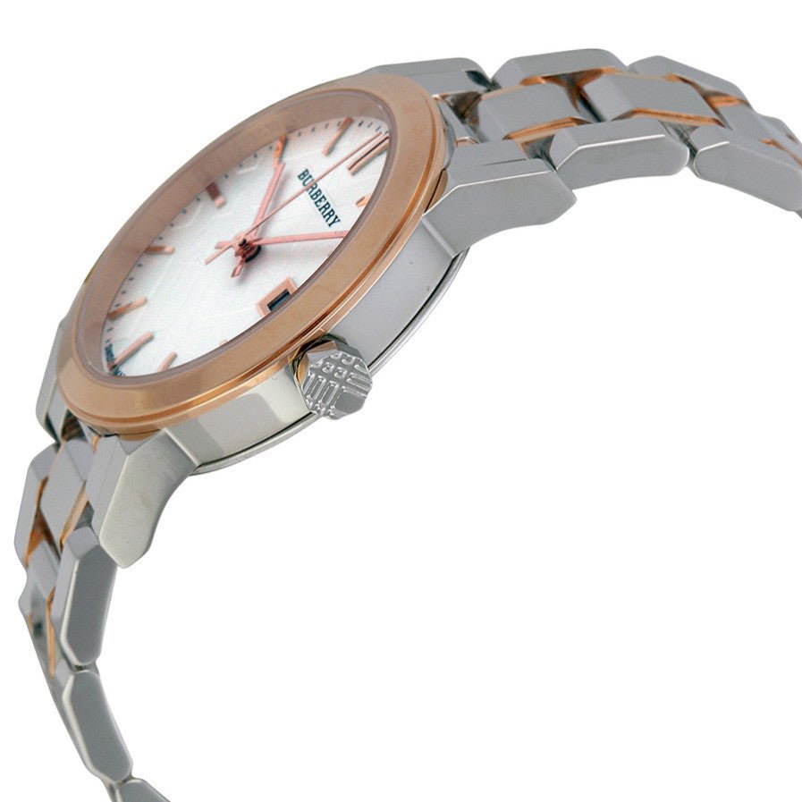 Burberry The City White Dial Two Tone Steel Strap Watch for Women - BU9105