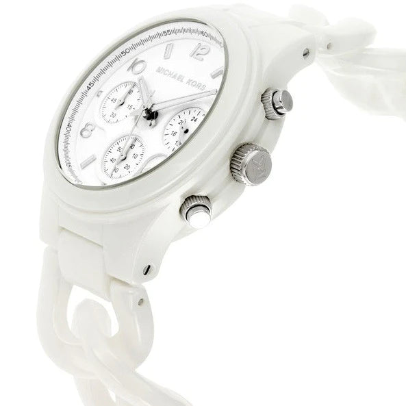 Michael Kors Ceramic White Dial White Steel Strap Watch for Women - MK5387