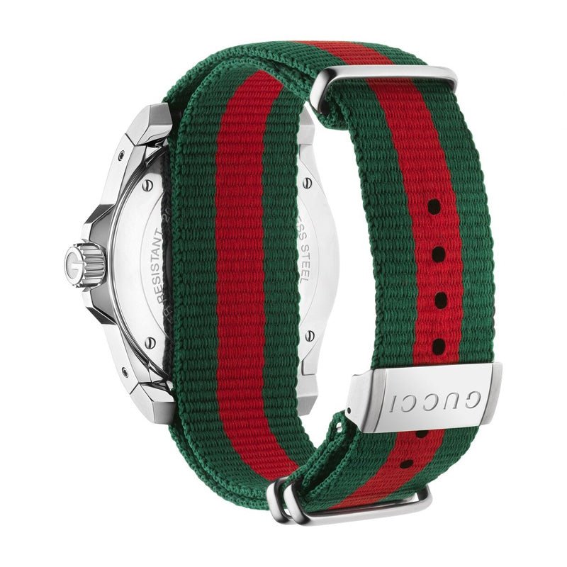 Gucci Dive Black Dial Two Tone NATO Strap Watch For Men - YA136206