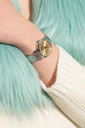Gucci G Timeless Quartz Gold Dial Silver Steel Strap Watch for Women - YA1265035
