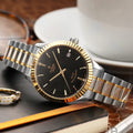 Tudor Style Automatic Black Dial Two Tone Steel Strap Watch for Men - M12713-0005
