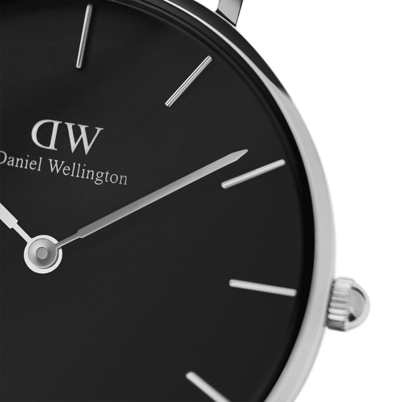 Daniel Wellington Petite Ashfield Black Dial Black Mesh Strap Watch For Women - DW00100308