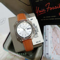 Fossil Candy White Dial Brown Leather Strap Watch for Women - ES3538