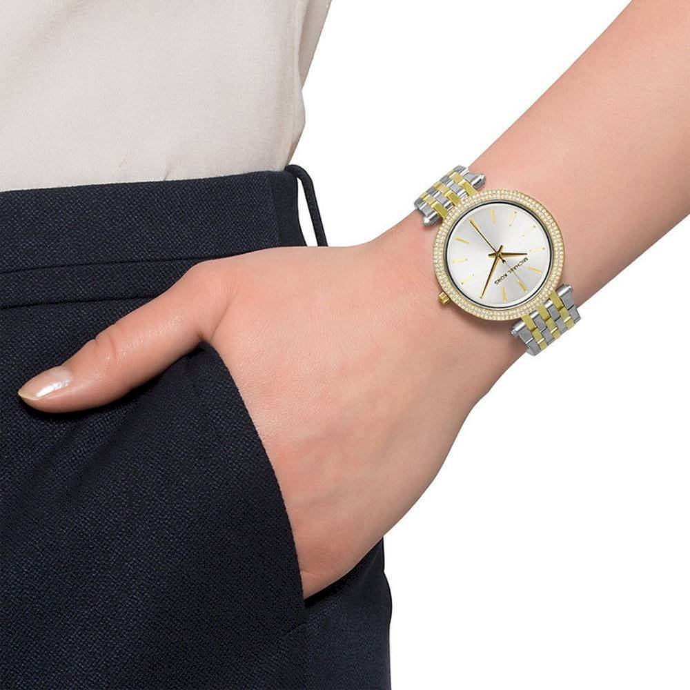 Michael Kors Darci Silver Dial Two Tone Steel Strap Watch for Women - MK3405