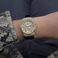 Guess Princess Crystals Gold Dial Black Silicone Strap Watch For Women - GW0439L2