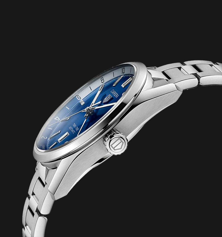 Tag Heuer Carrera Twin Time Blue Dial Silver Steel Strap Watch for Men - WBN201A.BA0640