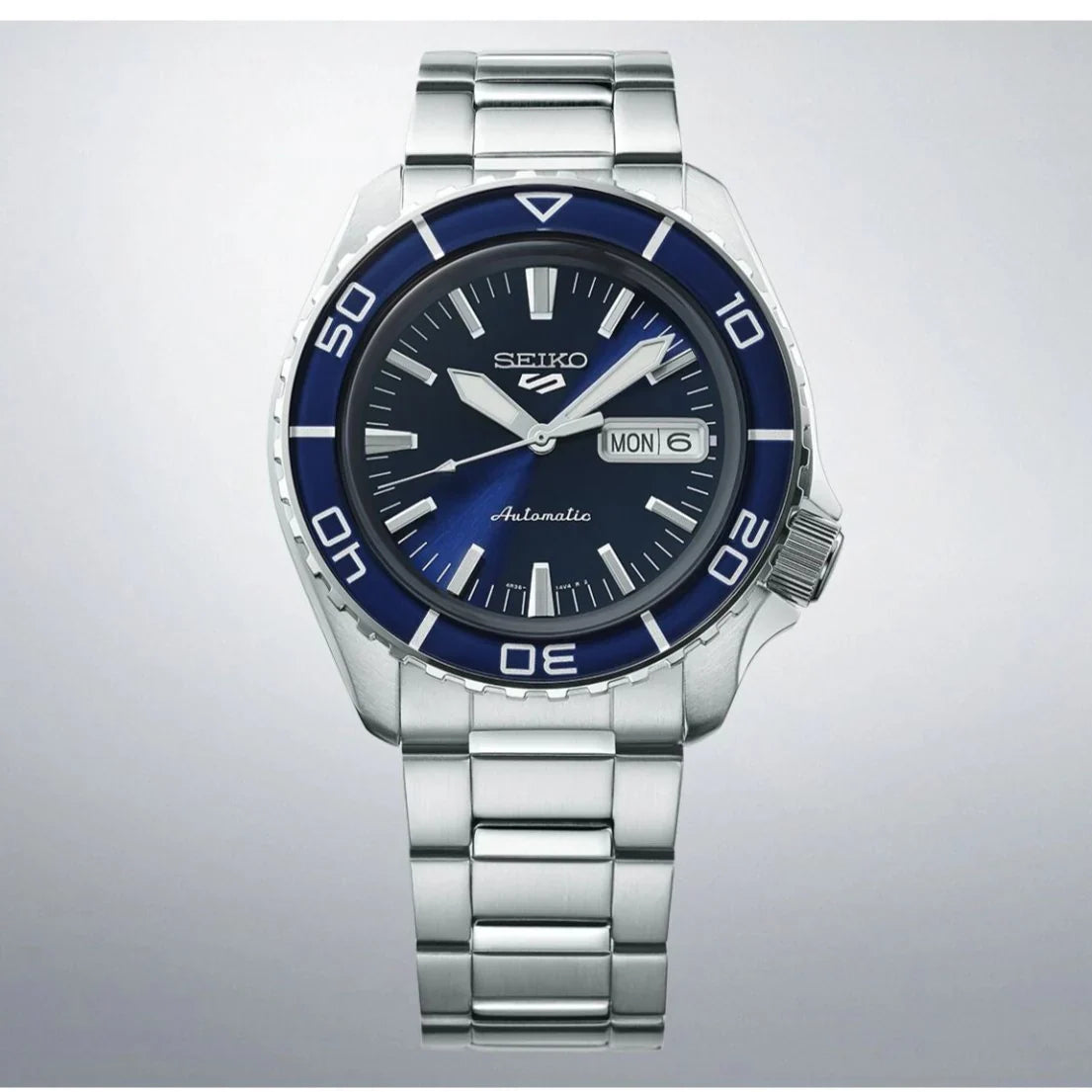 Seiko 5 Sports Automatic Blue Dial Silver Steel Strap Watch for Men - SRPK97K1