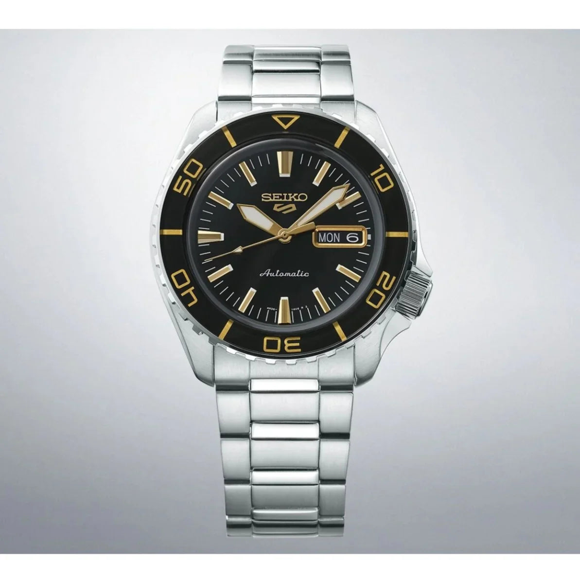 Seiko 5 Sport Automatic SKX Series Black Dial Silver Steel Strap Watch for Men - SRPK99K1