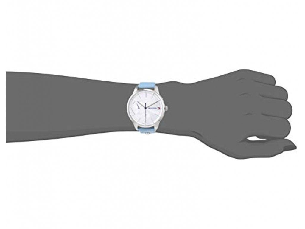 Tommy Hilfiger Brooke Silver Dial Blue Leather Strap Watch for Women - 1782023