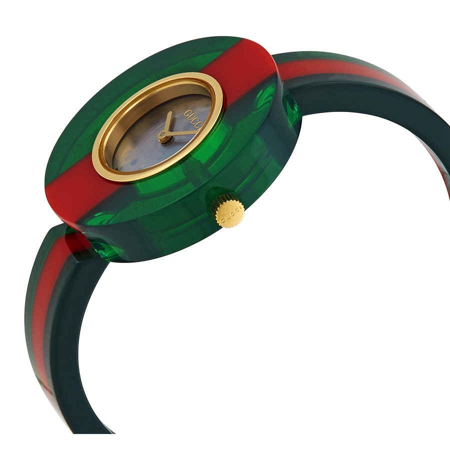 Gucci Vintage Web Mother of Pearl Dial Two Tone Plastic Strap Watch For Women - YA143403