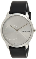 Calvin Klein Minimal Silver Dial Black Leather Strap Watch for Men - K3M211CY