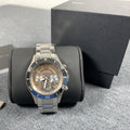 Marc Jacobs Rock Chronograph Mother of Pearl Grey Dial Silver Steel Strap Watch for Women - MBM3250