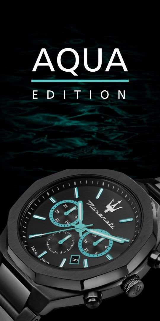 Maserati STILE Aqua Edition Black Dial Chronograph Watch For Men - R8873644001