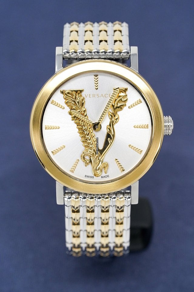 Versace Virtus Quartz White Dial Two Tone Steel Strap Watch for Women - VEHC00719