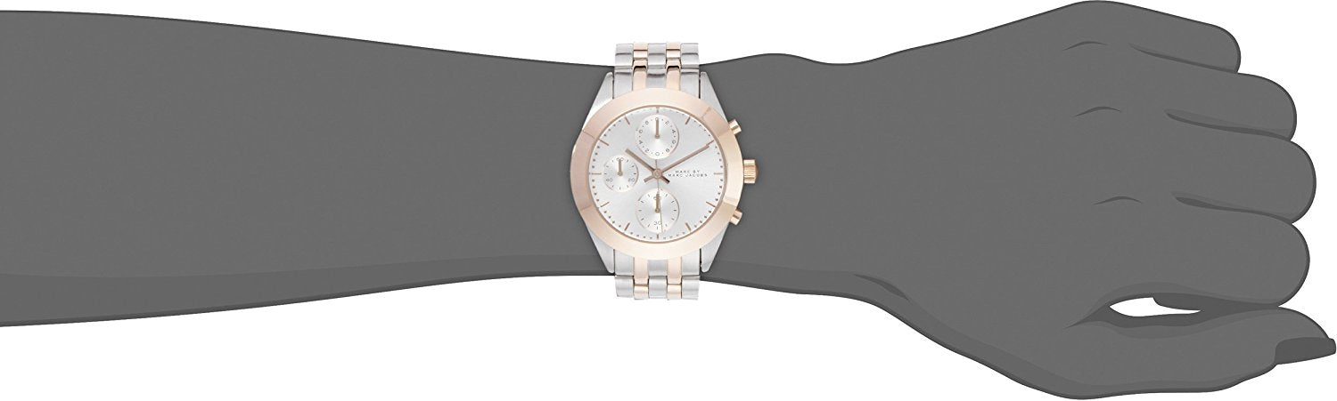 Marc Jacobs Peeker Chronograph Silver Two Tone Steel Strap Watch for Women - MBM3369