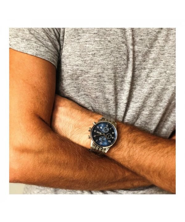 Hugo Boss Navigator Chronograph Blue Dial Silver Steel Strap Watch for Men - 1513498