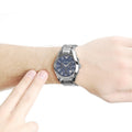 Emporio Armani Classic Blue Dial Silver Steel Strap Watch For Men - AR1635