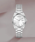 Guess Luna Silver Dial Silver Steel Strap Watch for Women - GW0308L1