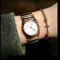 Marc Jacobs Amy White Dial Rose Gold Steel Strap Watch for Women - MBM8559