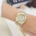 Michael Kors Runway Three Hand Quartz Gold Dial Brown Leather Strap Watch For Women - MK6999