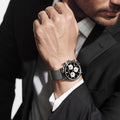 Movado Heritage Calendoplan Chronograph Black Dial Silver Mesh Strap Watch for Men - 3650097