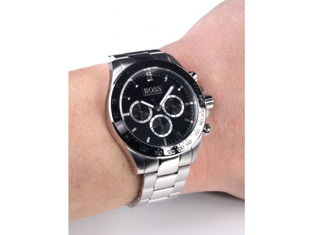 Hugo Boss Ikon Black Dial Silver Steel Strap Watch for Men - 1512965