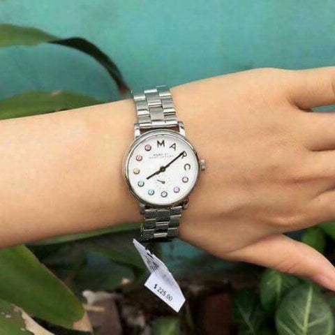Marc Jacobs Baker Dexter White Dial Silver Steel Strap Watch for Women - MBM3423