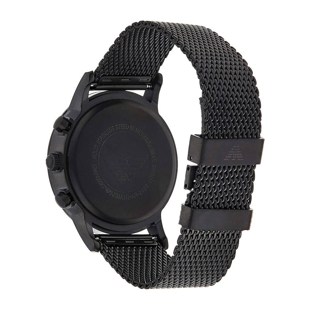 Emporio Armani Renato Chronograph Black Dial Black Mesh Bracelet Watch For Men - AR2498