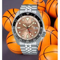 Seiko 5 Sports GMT Thong Sia Limited Edition Brown Dial Silver Steel Strap Watch for Men - SSK043K1