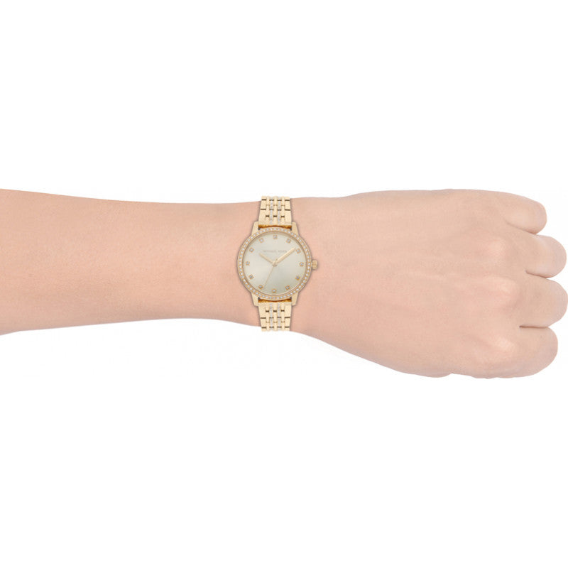 Michael Kors Melissa Quartz Gold Dial Gold Steel Strap Watch for Women - MK4368
