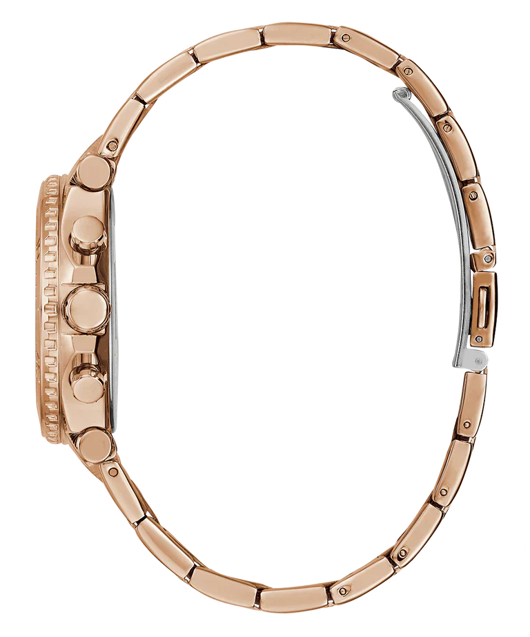 Guess Cosmic Chronograph Rose Gold Dial Rose Gold Steel Strap Watch for Women - GW0465L2
