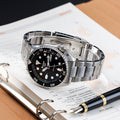 Seiko 5 Sports Automatic Day Date Black Dial Silver Steel Strap Watch for Men - SRPD55K1