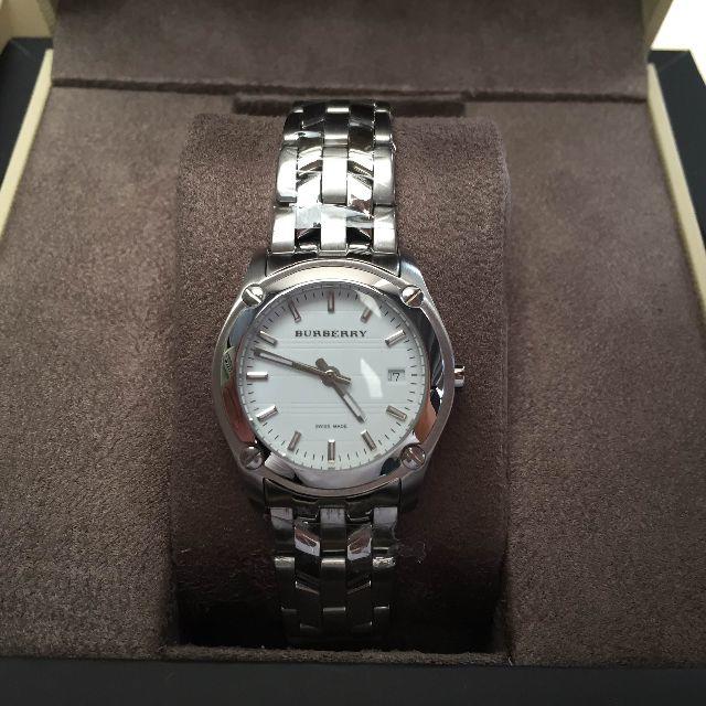 Burberry Heritage Check White Dial Silver Steel Strap Watch for Women - BU1853
